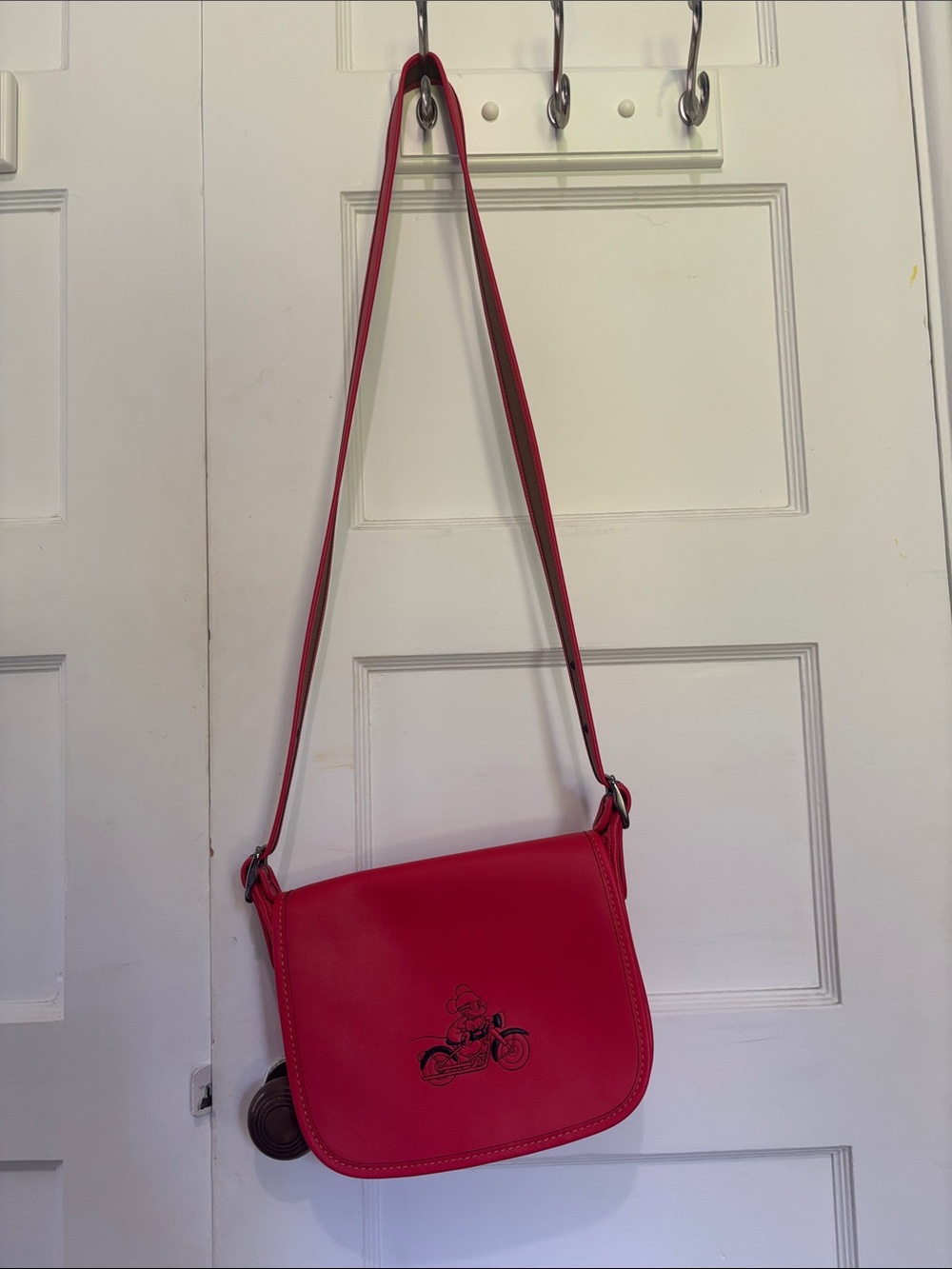 CoachxDisney | Red Leather Crossbody Bag with Embroidered Mickey